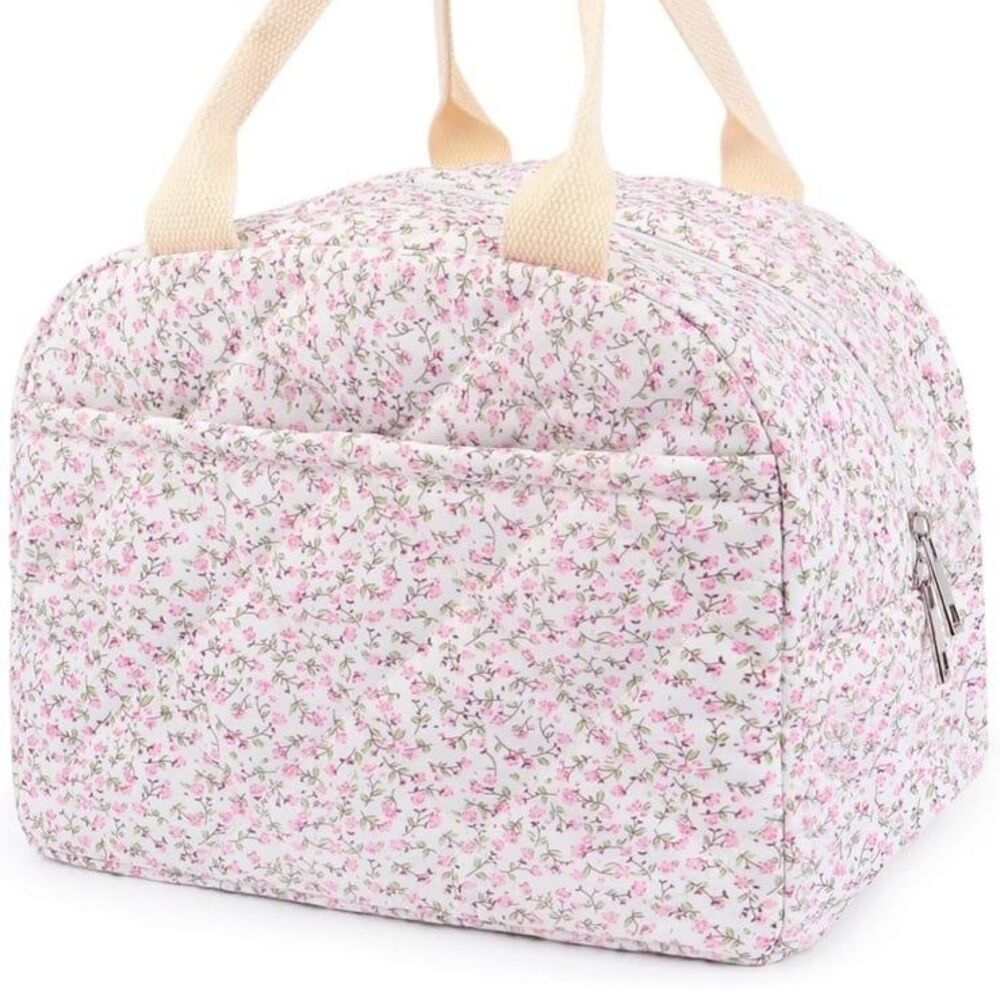Insulated Lunch Bag Cotton Quilted  CuteFloral Tote Bag Vintage lunch bag NWT